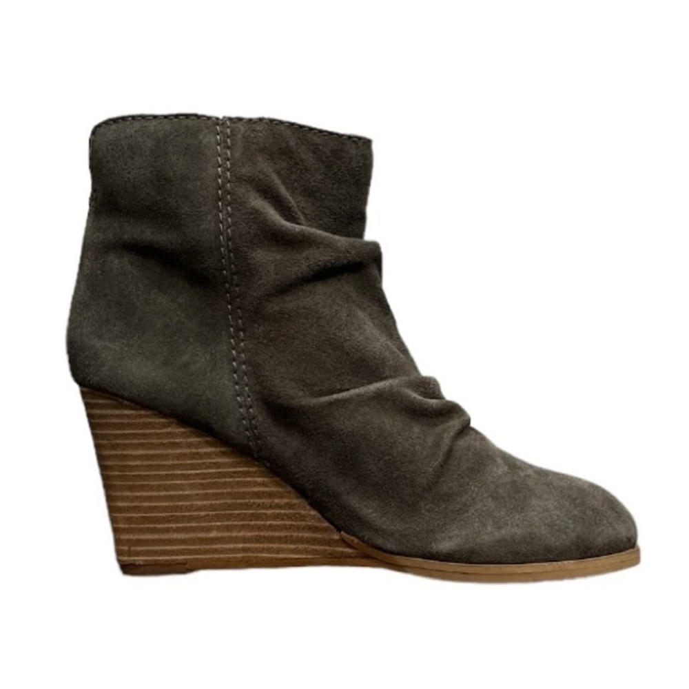 Diba Womens Grey Bailey Suede Leather Wedge Booties Boots Size 8.5 NWOB